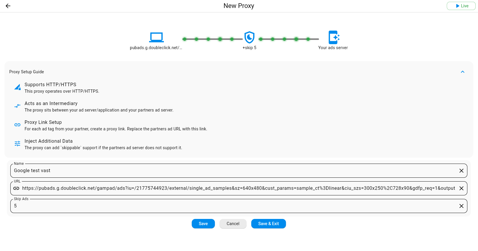 FlashAds - VAST Tag Proxy Dashboard